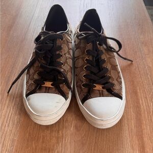 Coach Signature Brown and White Sneakers